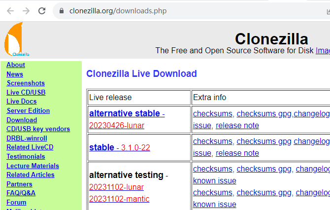 ダウンロード Clonezilla