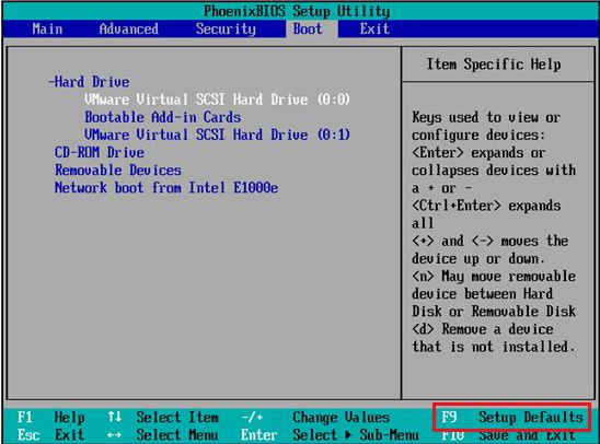 BIOS 設定をデフォルト値に戻す