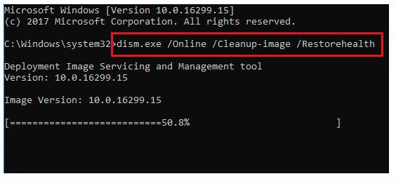 「dism.exe /Online /Cleanup-image /Restorehealth」と入力します。