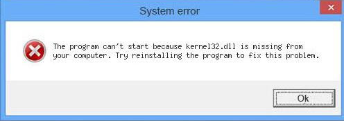 kernel32.dll がコンピュータにありません