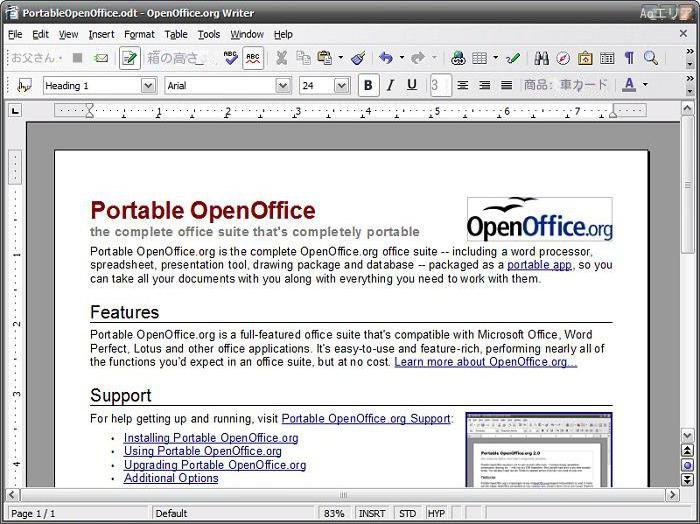 OpenOfficeソフトウェア