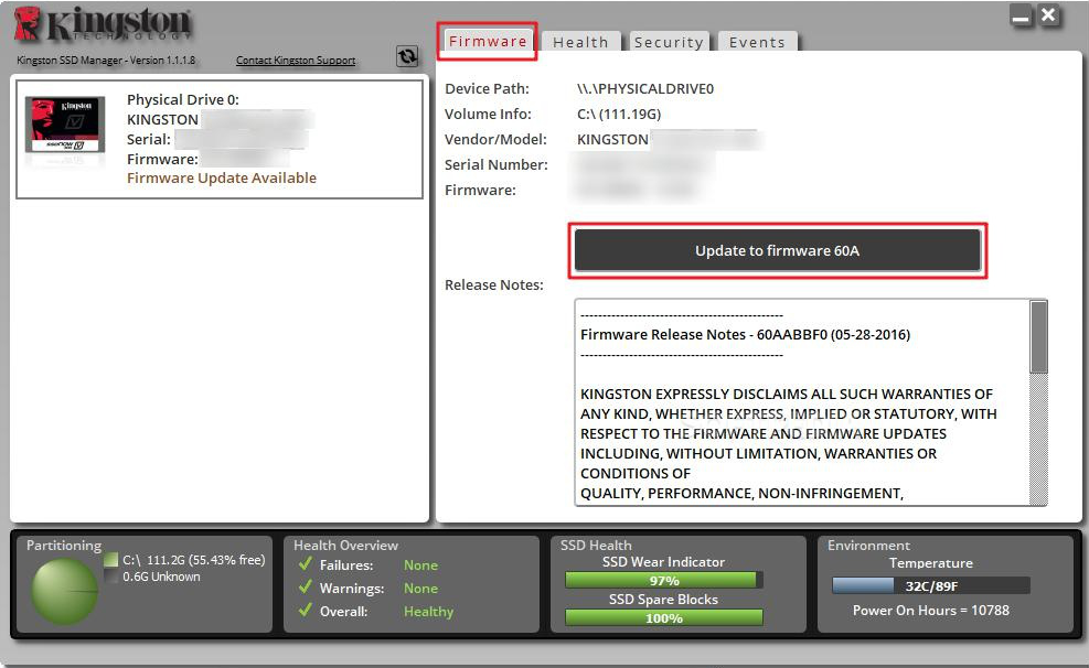 キングストン SSD マネージャー