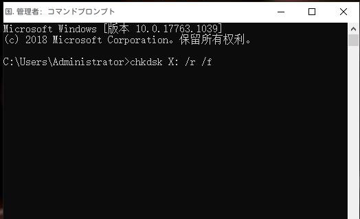 ディスク修復コマンドを入力してください