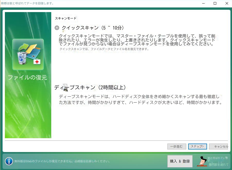 クイックスキャンオプション