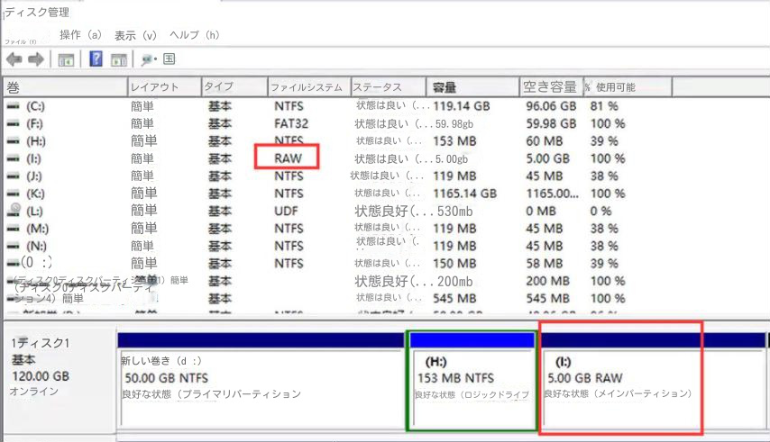 RAWドライブのフォーマット選択オプション