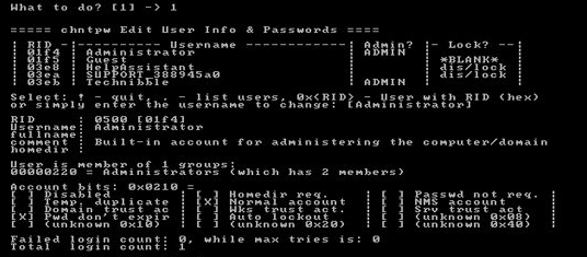 no_trans:オフラインNTパスワードでアカウントを選択し、パスワードをリセットしてください。
