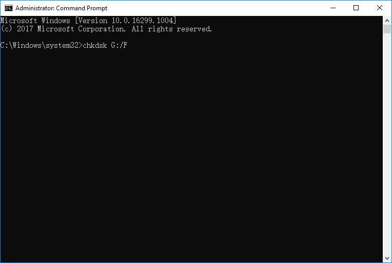 chkdskを入力して破損したSDカードを修復