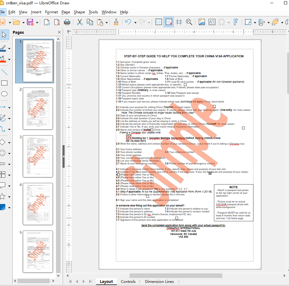 LibreOffice Draw 透かし 削除