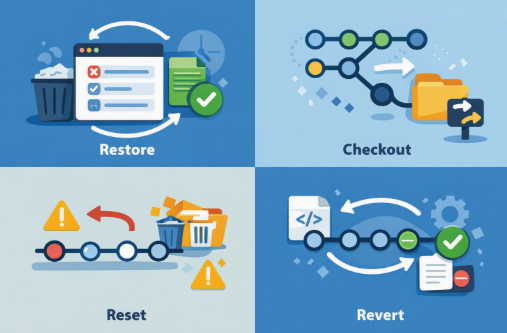 git restore checkout reset revert 違い