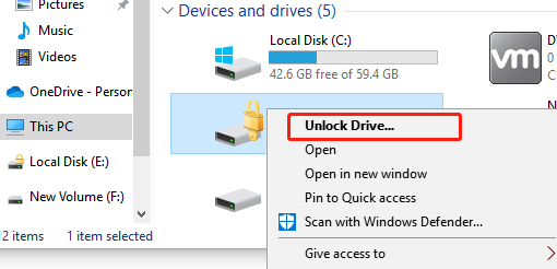 BitLocker To Goのロック解除