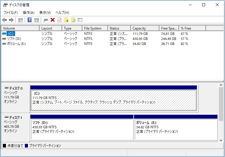 ディスクの管理