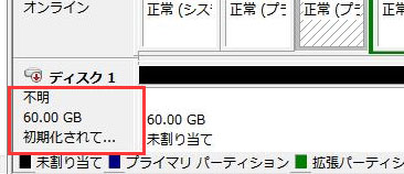 新しく購入したハードディスクが初期化されていません。