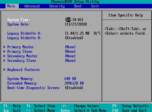 コンピュータを再起動して、BIOSに入ります