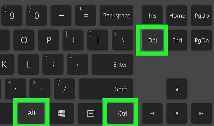 「Ctrl」 + 「Alt」 + 「Delete」キーを同時に押す