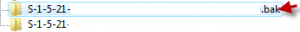 フォルダー名の末尾の .ba を .bak に変更し、Enter キーを押します