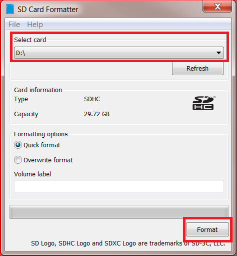 ソフトSD Card Formatter