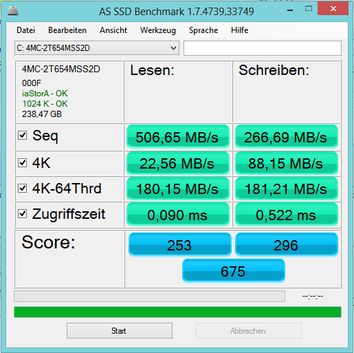 SSD性能テストツールAS SSD Benchmark 