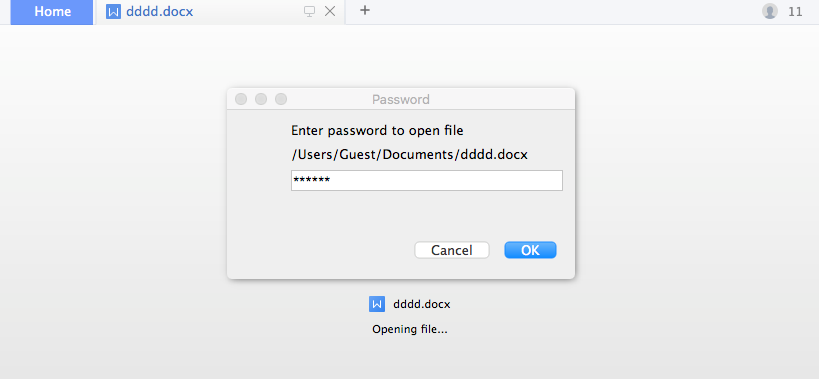 暗号化されたファイルを開くにはパスワードが必要