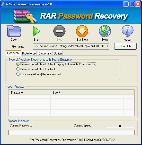 RAR Password Recovery ソフト