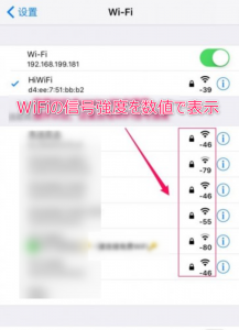 WiFiの信号強度を数値で表示