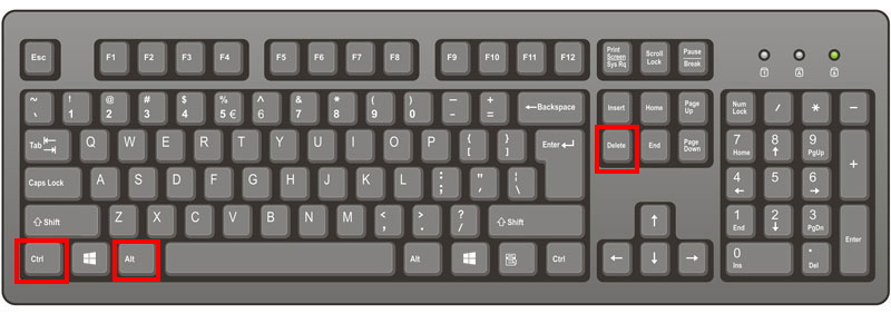 Ctrl + Alt + Deleteキーを同時に押す