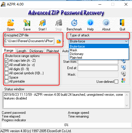 Advanced ZIP Password Recoveryソフト