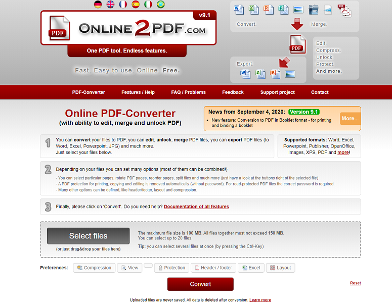 Online 2PDF Converterサイト