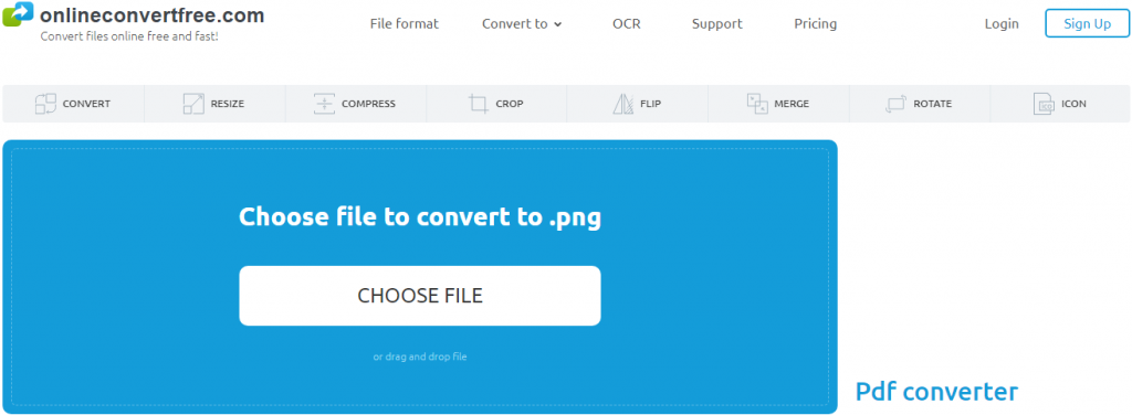 onlineconvertfree.comサイトでPDFをPNGに変換