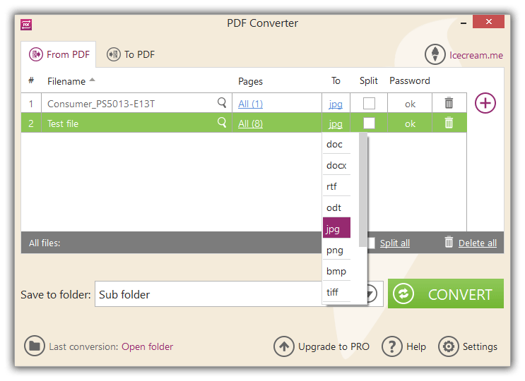 Icecream PDF ConverterでPDFをJPGに変換