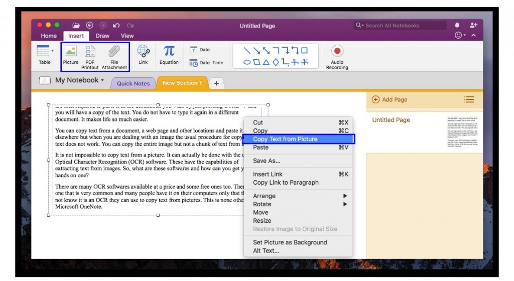 Microsoft OneNote OCRソフト