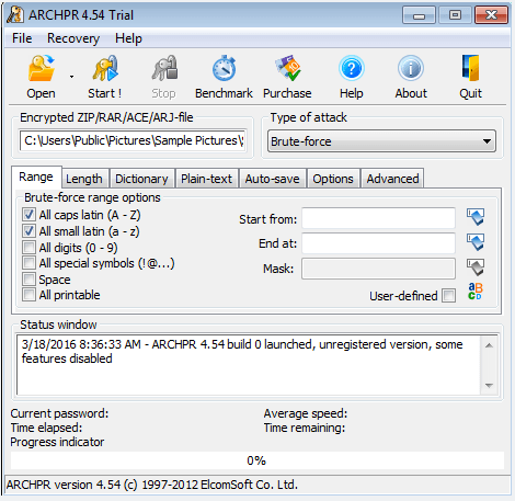 ARCHPR を使用して ZIP 形式などの暗号化と圧縮を解読する