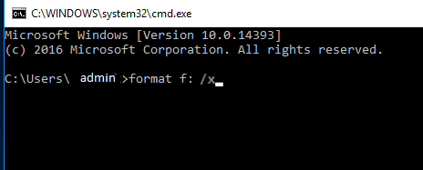 Format F:/x　コマンド