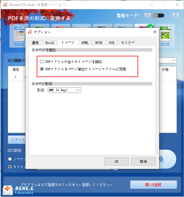 PDF ファイルの各ページを画像に出力するかを選択することもできます。選択が完了したら、「OK」をクリックします