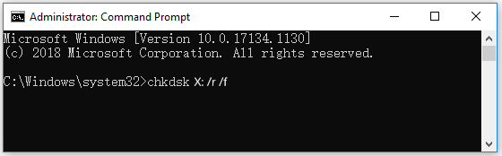 chkdsk X: /r /f /xコマンド