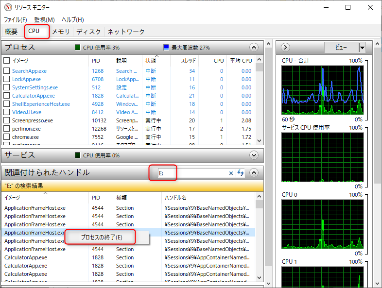 プロセスの終了