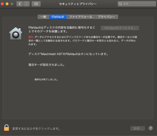 Disk Vault が无效になっています