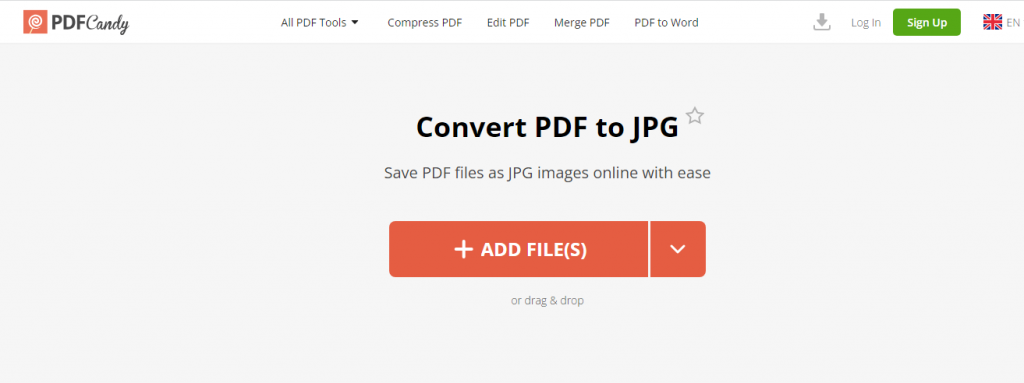 PDFCandyでPDFをJPEGに変換
